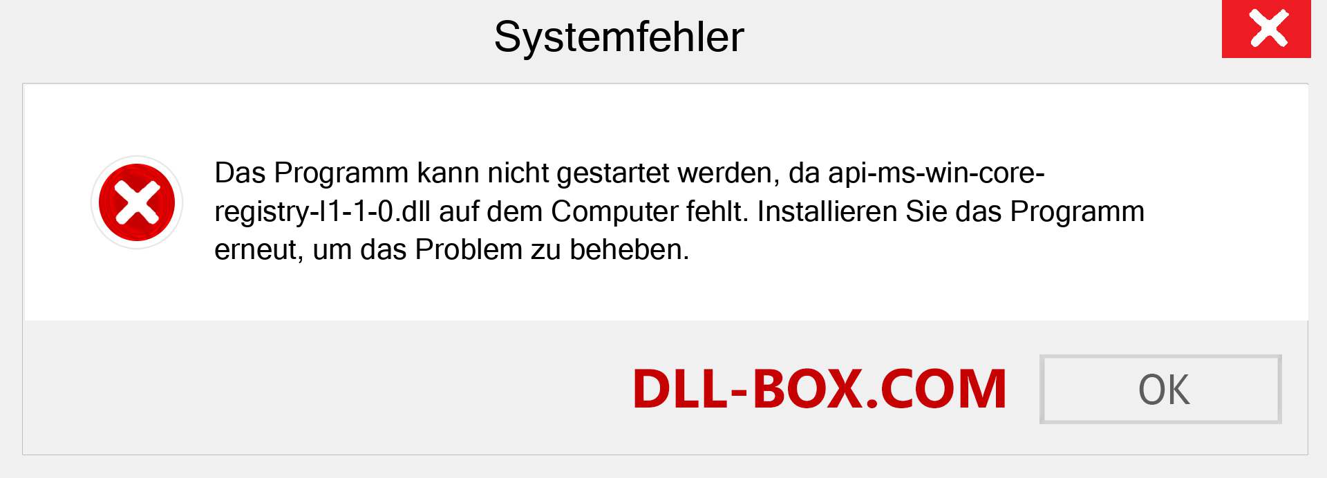 api-ms-win-core-registry-l1-1-0.dll-Datei fehlt?. Download für Windows 7, 8, 10 - Fix api-ms-win-core-registry-l1-1-0 dll Missing Error unter Windows, Fotos, Bildern