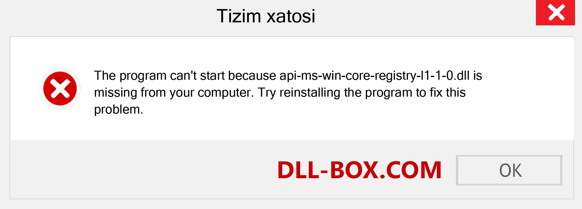 api-ms-win-core-registry-l1-1-0.dll fayli yo'qolganmi?. Windows 7, 8, 10 uchun yuklab olish - Windowsda api-ms-win-core-registry-l1-1-0 dll etishmayotgan xatoni tuzating, rasmlar, rasmlar